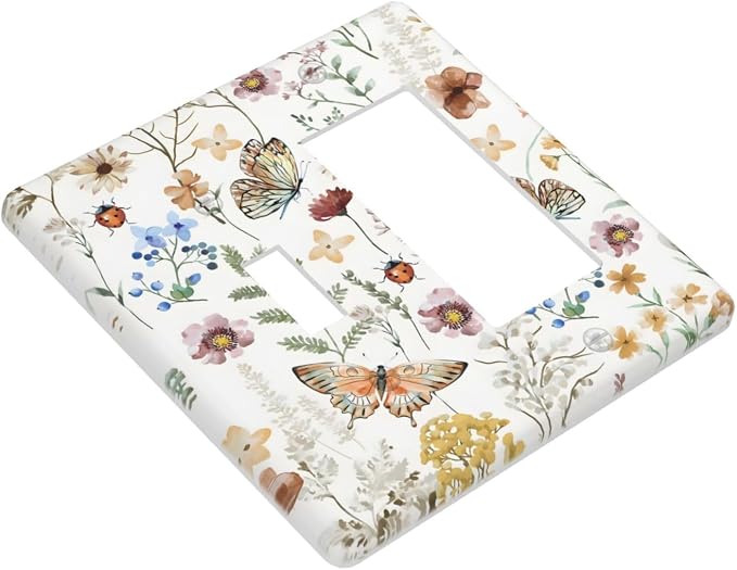 Boho Multicolor Flower Butterfly Insect Floral Outlet Covers 1 Toggle 1 Rocker - Image 3