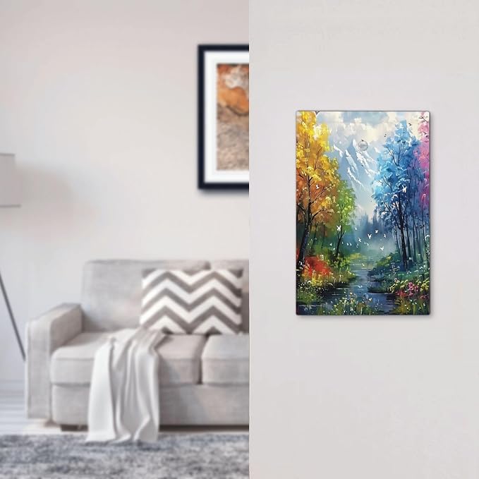 Colorful Forest Snow Mountain River Oil Painting Style Light Switch Cover Plate - Image 7