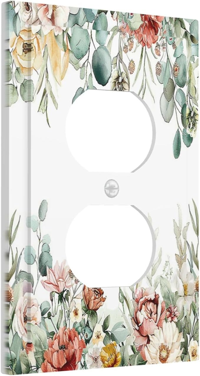 Outlet Covers Vintage Boho Floral Leaves Rustic Sage Botanical 1 Gang Duplex - Image 2