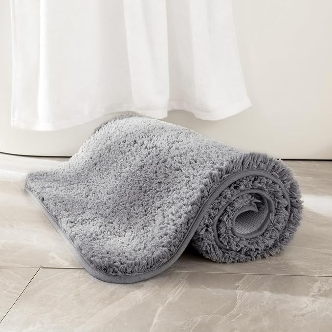 MIULEE Gray Small Bathroom Rugs Thick Shaggy Bath Rug Mats by MIULEE