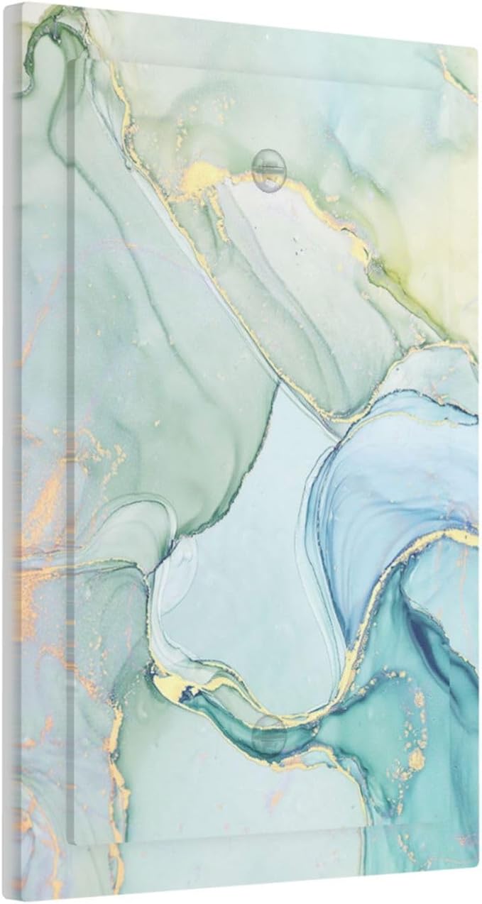 Light Switch Cover Plate Teal Gold Marbling Turquoise 1 Gang No Device Blank - Image 2