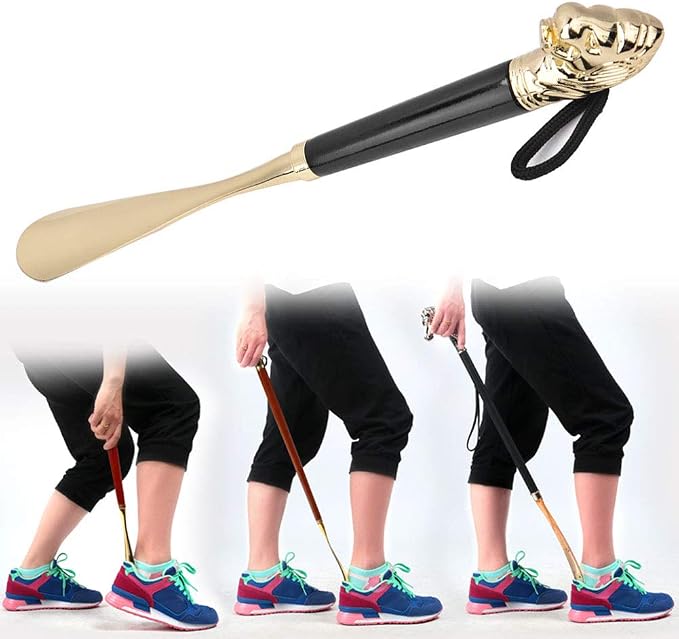 Shoe Horn, Long Handled Metal Lion Head Shoe Lifter - Image 2