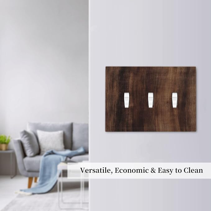 Decorative Switch Plate Covers Rustic Farmhouse Brown Wood Barn Door 3 Gang - Image 7