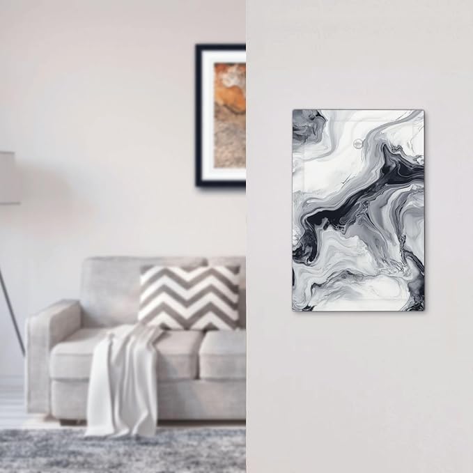 Abstract Marble Ink Texture Grey Marble Print Light Switch Cover Plate 1 Gang - Image 7