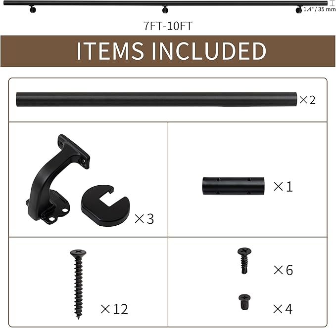 9 FT Handrails for Indoor Stairs, Modern Aluminum Handrail Set, Wall Mounted - Image 3