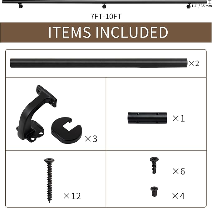 8 FT for Indoor Stairs, Modern Aluminum Handrail Set, Wall Mounted, - Image 3