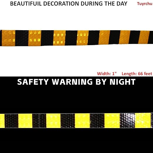 Yellow Black Reflective Tape Outdoor Waterproof 1 inch X 66 feet, High - Image 3