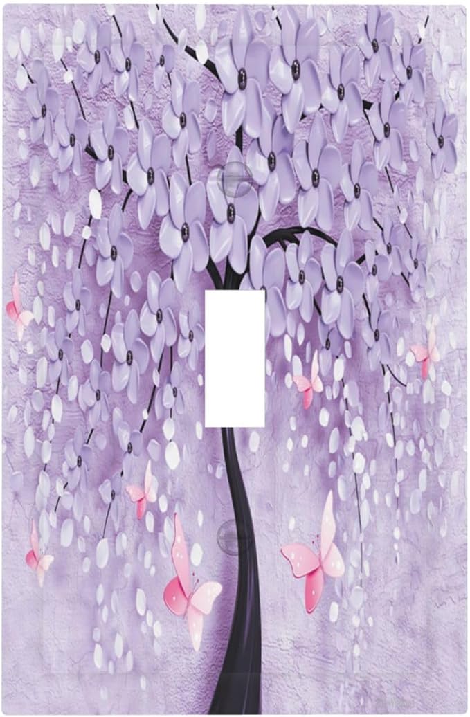 Light Switch Cover 3D Purple Tree 1 Gang Wall Plate Cover Single Toggle Outlet by Spshian