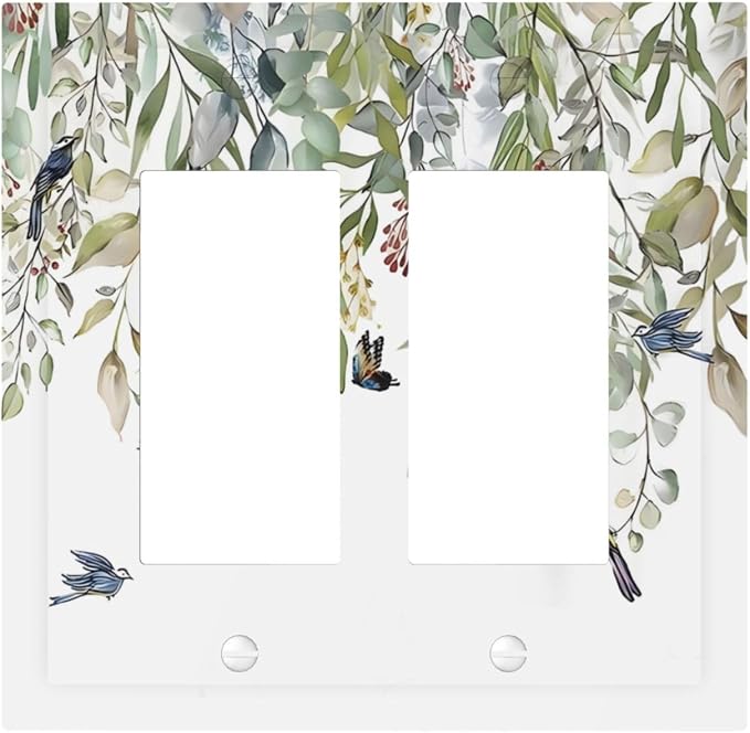 Green Leaf Eucalyptus Leaves Floral Bird Butterfly Decorative Outlet Covers 2 by Unknown