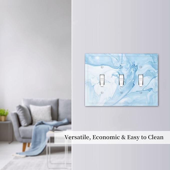 Navy Blue Sea Waves Spilled Ink Marble Simplicity Print Decorative Switch - Image 7