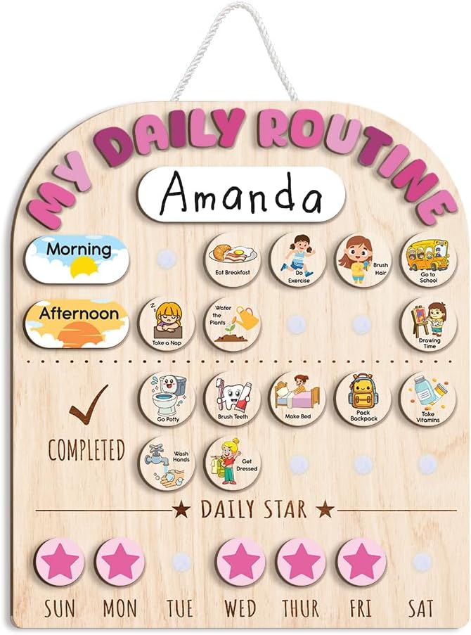 Wooden Daily Routine for Kids, Chore Chart for Toddler, Daily Responsibilities by LilaLand