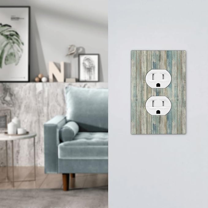 Tea Vintage Wood Plank Distressed Grain Rustic Shiplap Board 1 Gang Duplex - Image 7