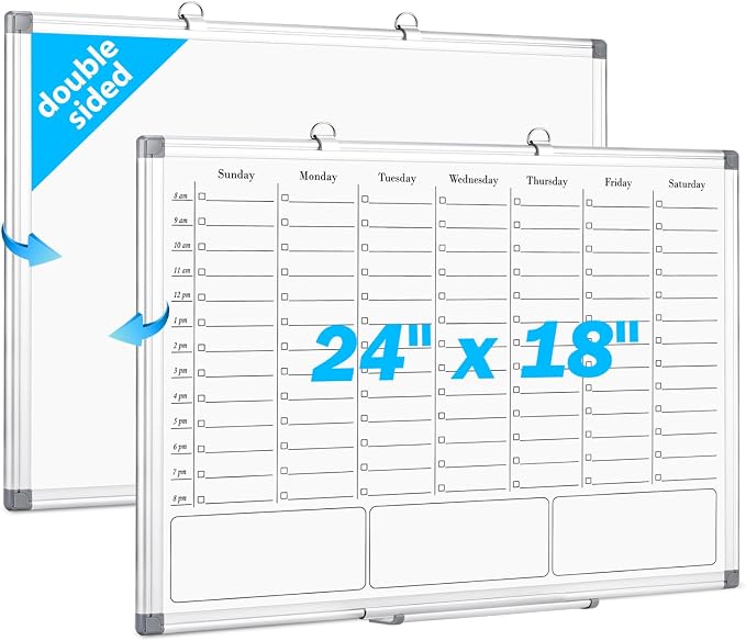 White Board Dry Erase Board for Wall, Magnetic Whiteboard Calendar 24" X 18" by ONAVIA