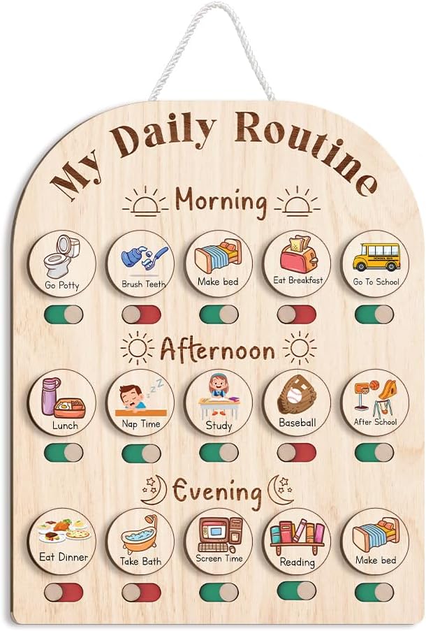 Daily Routine Chart for Kids, Visual Schedule, Routine Chart for Toddlers 3-5 by TinyKidz