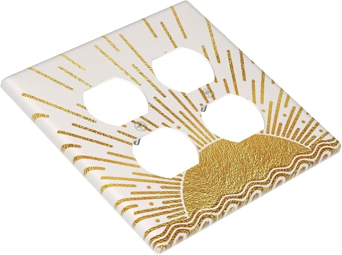 Mid Century Boho Golden Sun Sunrise Sunset Outlet Covers 2 Gang Double Duplex - Image 3