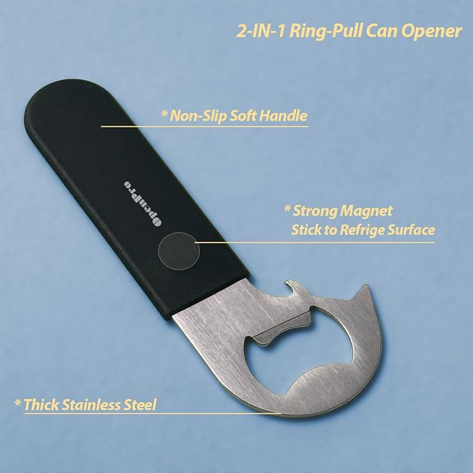 Magnetic 2-IN-1 Ring-Pull Can Opener, Beer Bottle Opener, Manual Can Opener Easy - Image 2