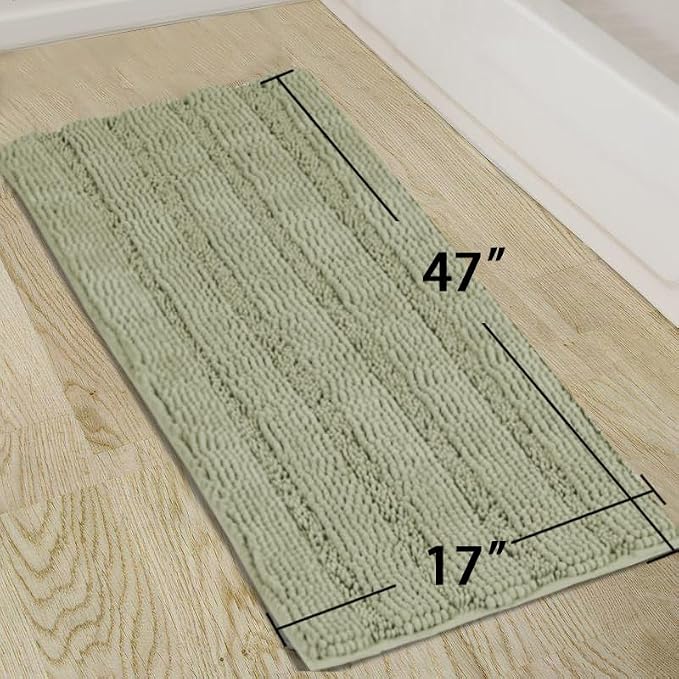 Turquoize Luxury Bath Runner, Eucalyptus Bathroom Rug 47 x 17 Inches Mat - Image 2