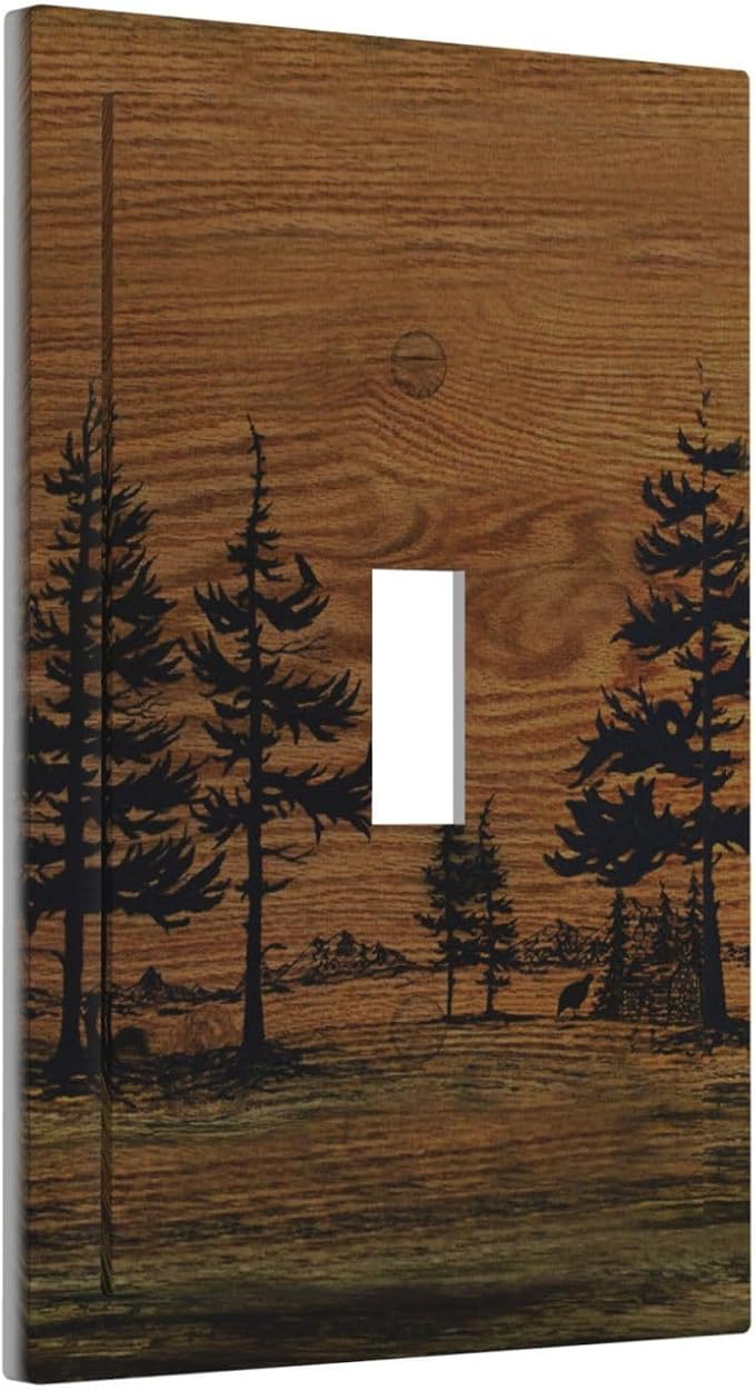 Decorative Light Switch Covers Rustic Farmhouse Brown Board Pine Tree Wood - Image 2