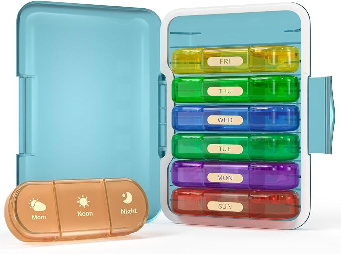 Weekly Pill Organizer 3X a Day, 7 Day Pill Box 3 Times, Portable by Codcaw