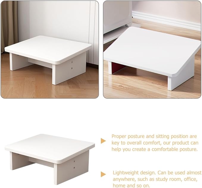 COHEALI Wooden Footrest Stool Warm White Multi-Functional Ergonomic Step Stool - Image 5