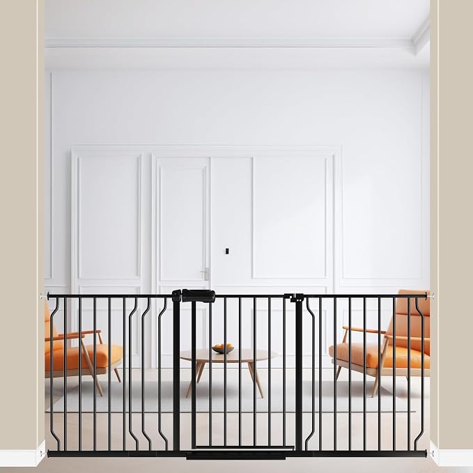 ALLAIBB Extra Wide Pressure Mount Baby Gate Auto Close Black Metal Child Dog by ALLAIBB