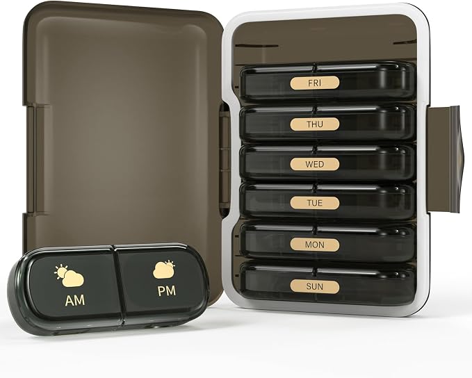 Weekly Pill Organizer 2 Times a Day, 7 Day Pill Box 2 Times, Portable - Image 7