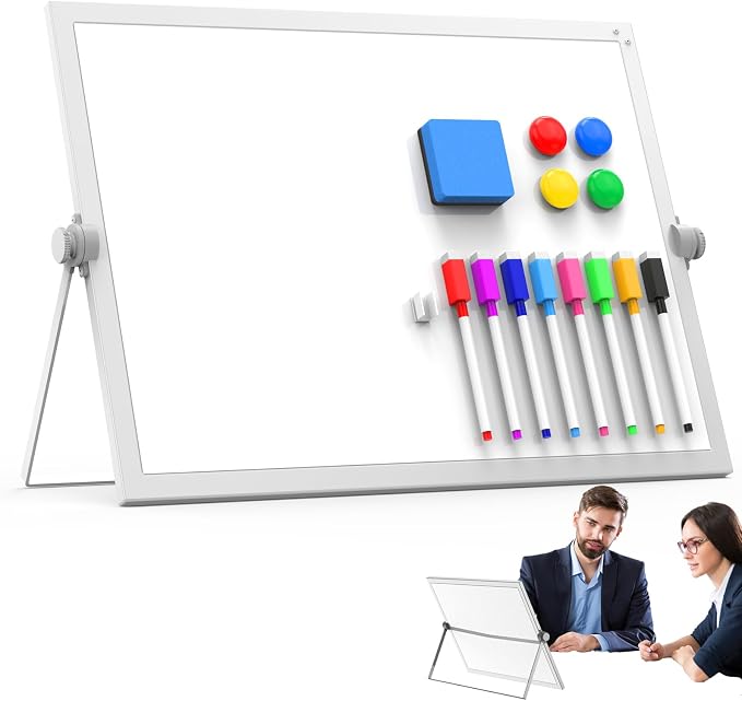 Dry Erase White Board, Dry Eease Board Mini Easel Double Sided on Table Top by Laokiiy