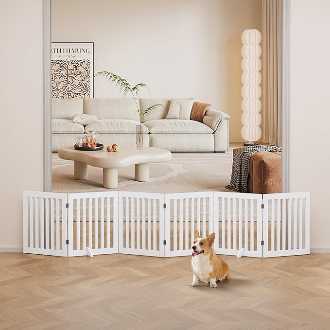unipaws 120" Extra Wide Pet Gate, Free Standing Dog Gate - Image 2