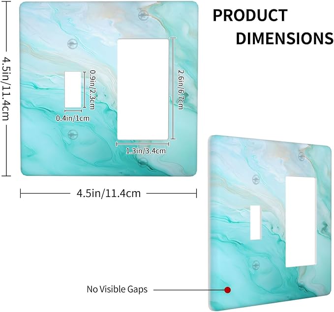 Teal Gold Marbling Turquoise Print Outlet Covers 1 Toggle 1 Rocker Combination - Image 4