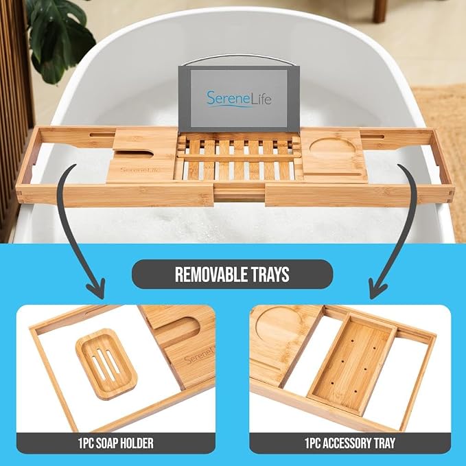 SereneLife Premium Bathtub Tray Caddy - Image 4