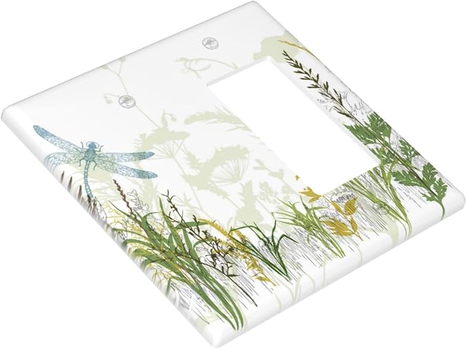 Wild Flower Dragonfly 2 Gang Blank Rocker Light Switch Cover Plates Decorative - Image 3