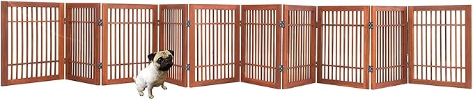 Urnporium Pet Dog Gate Strong and Durable Freestanding Folding Acacia Hardwood - Image 2