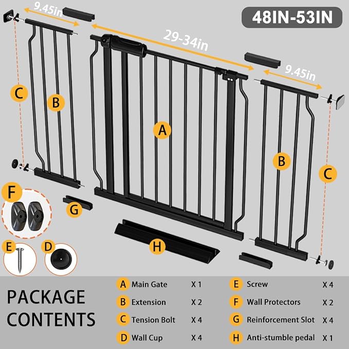 Fairy Baby Extra Wide Baby Gate 48-53 Inch Wide, Walk Through Pressure Mounted - Image 2