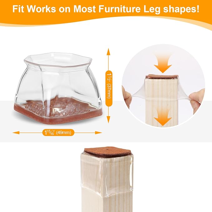 CHUNZEXI 24 Pack Square Chair Leg Floor Protectors - Image 3