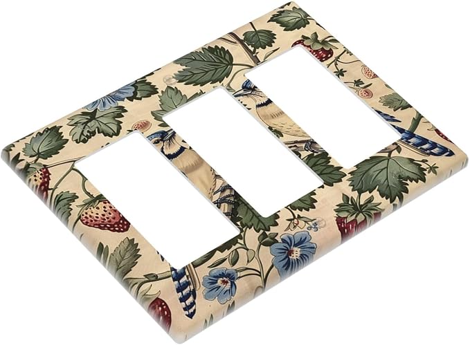 Light Switch Covers Vintage Floral Bird Strawberry Thief William Morris 3 Gang - Image 3
