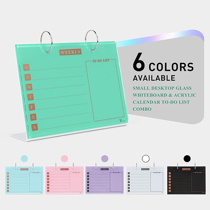 Desktop Glass Dry Erase & Acrylic Aesthetic Calendar Weekly to-do List Combo - Field & Grace