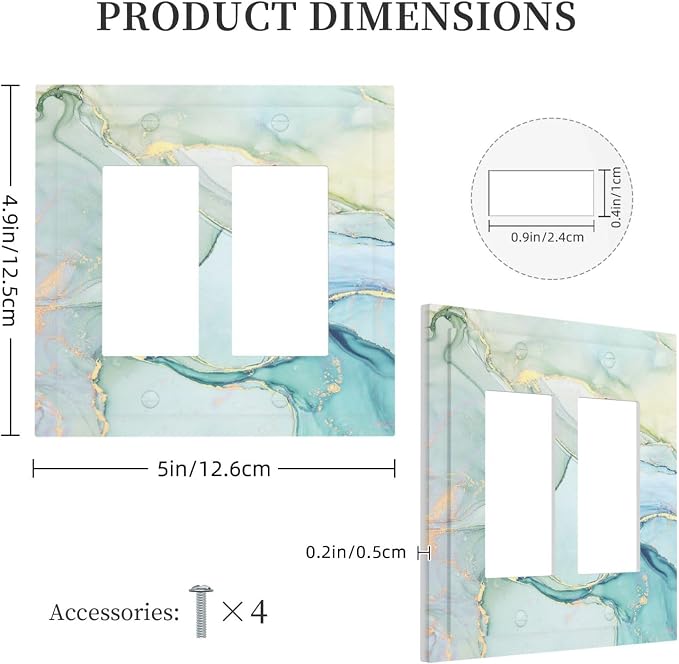 Decorative Outlet Covers Teal Gold Marbling Turquoise 2 Gang Double GFCI Rocker - Image 5