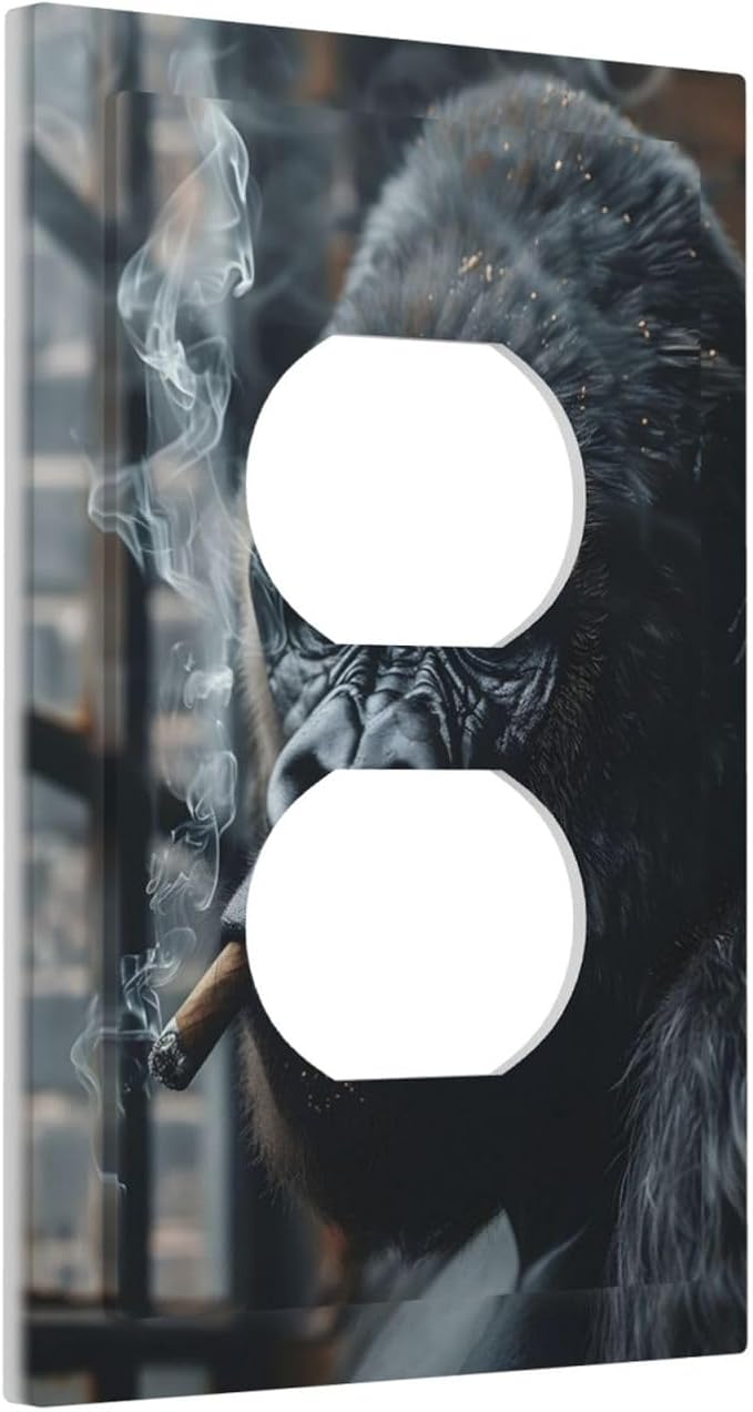 Funny Animal Smoking Black Orangutan Outlet Covers 1 Gang Duplex Light Switch - Image 2