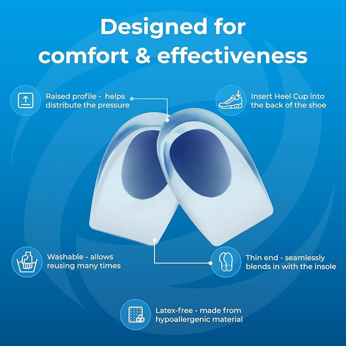 Gel Heel Pads, 2 Pack, for Achilles Tendonitis, Shoe Wedge Inserts for Plantar - Image 7