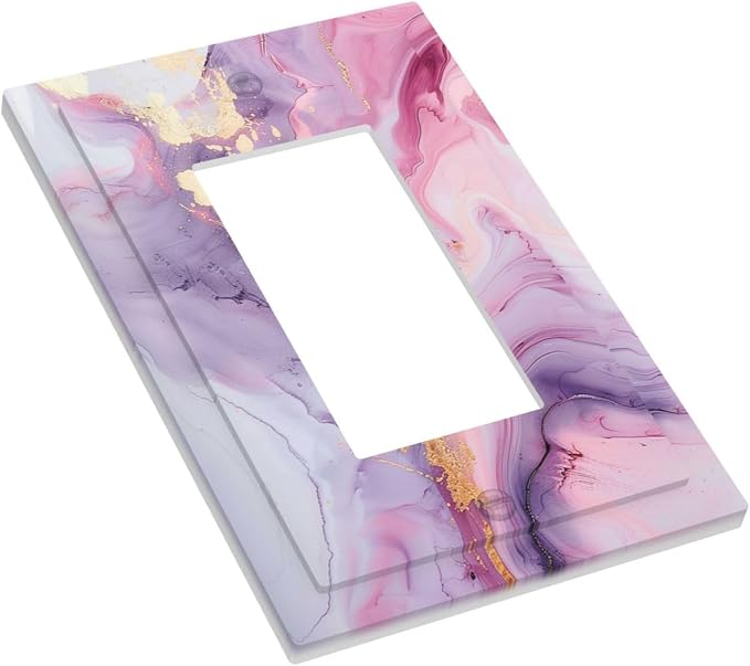 Decorative Outlet Covers Pink Marble Abstract Purple Gold Texture 1 Gang Single - Image 3