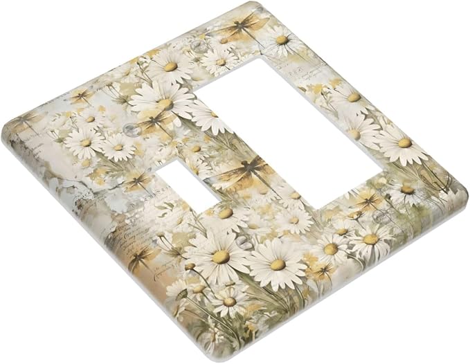 Vintage Letter Paper Wildflowers Dragonfly Daisy Floral Outlet Covers 1 Toggle - Image 3