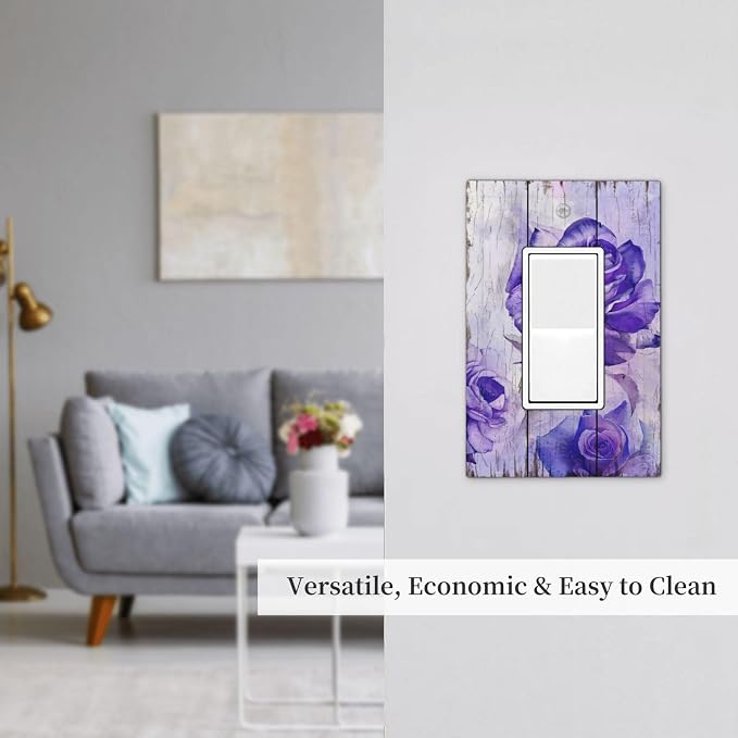 Outlet Covers Purple Rose Flower Rustic Wood Plank 1 Gang Wall Plate Single - Image 7