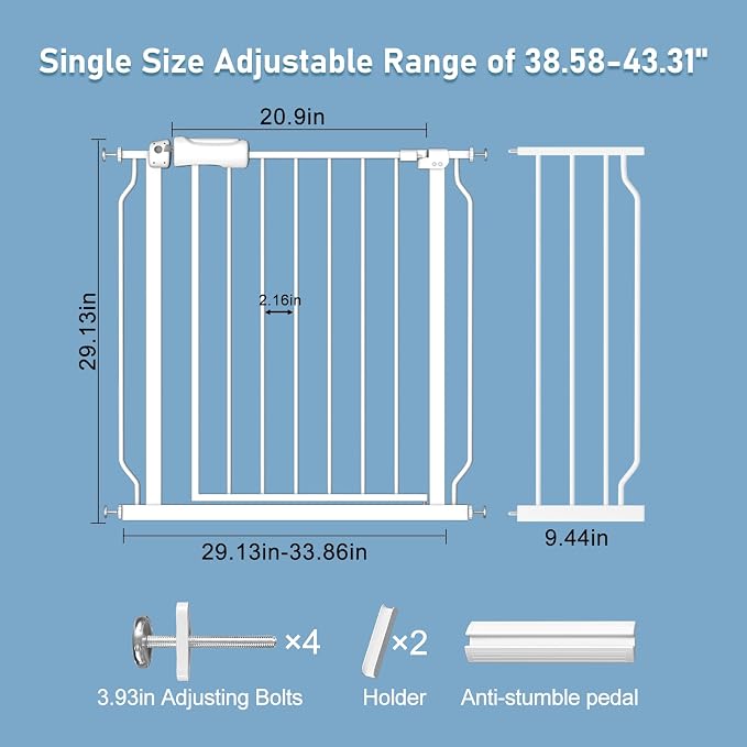ALLAIBB Extra Wide Pressure Mount Baby Gate Auto Close White Metal Child Dog - Image 6