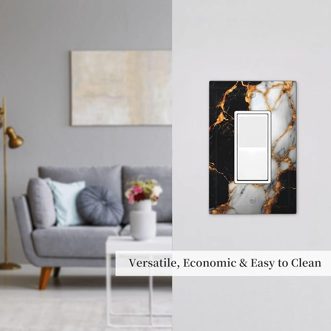 Decorative Outlet Covers Black Gold Marble 1 Gang Rocker Light Switch Cover - Image 7