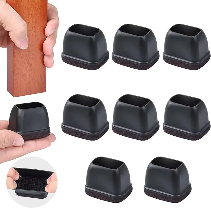 Ezprotekt 8 Pcs Rectangle Black Felt Chair Leg Floor Protectors by VisittheEzprotekt