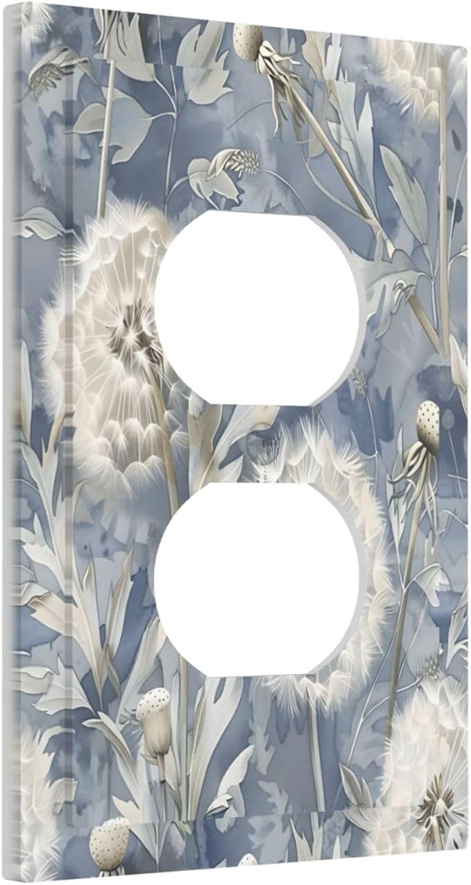 Blue Dandelion Vintage Floral Boho Flower Outlet Covers 1 Gang Duplex Light - Image 2