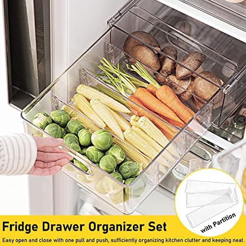 2 Pack Refrigerator Organizer Bins Stackable Fridge Organizer Set with