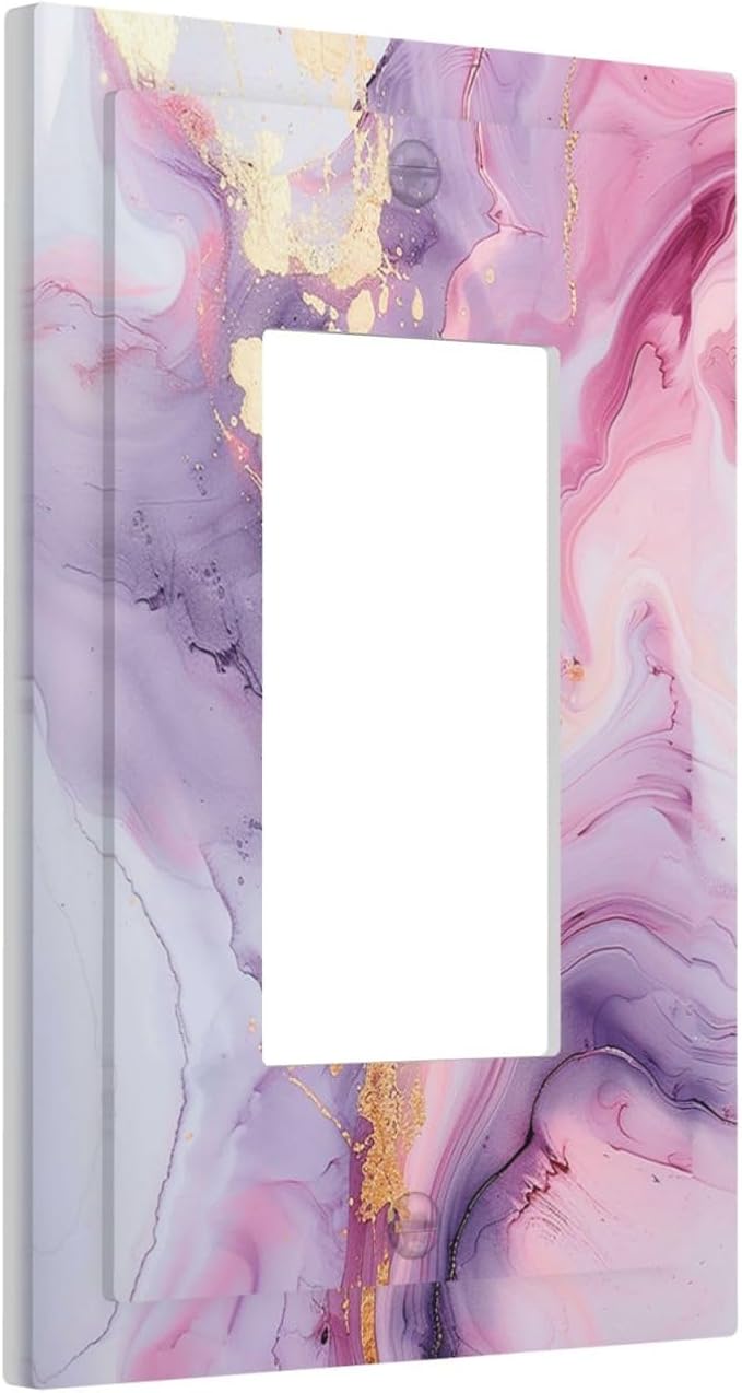 Decorative Outlet Covers Pink Marble Abstract Purple Gold Texture 1 Gang Single - Image 2