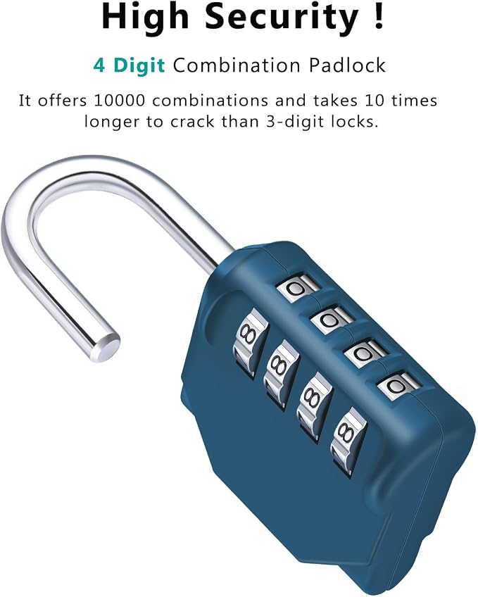 ZHEGE Combination Lock, 4 Digit Combination Padlock Outdoor, School Lock - Image 2