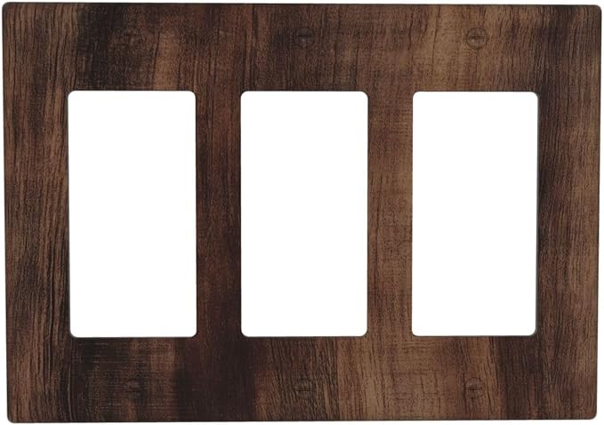 Decorative Outlet Covers Rustic Farmhouse Brown Wood Barn Door 3 Gang Gfci Wall by VGHOKO